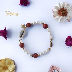 Goldstone and Pearl Bracelet